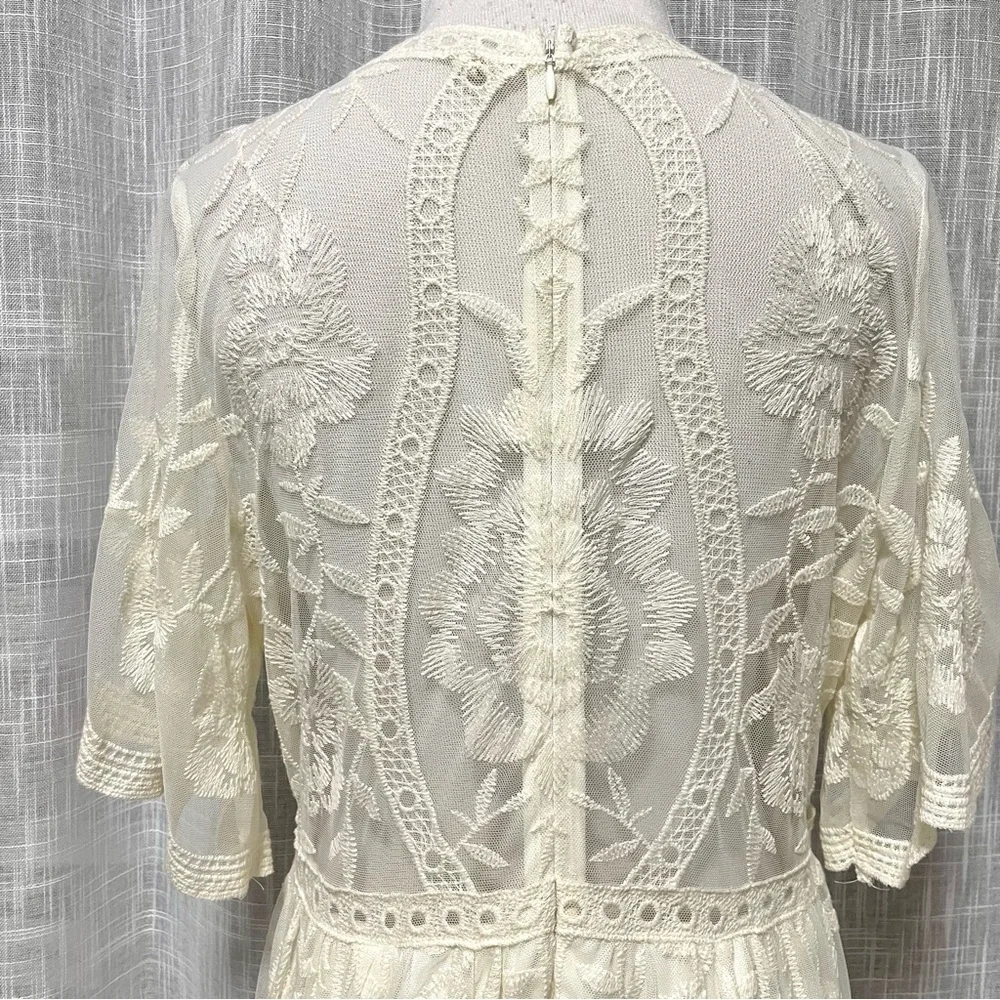 PinkBlush Cream Lace Mesh Overlay Maternity Maxi Dress Women's XL - Picture 7 of 16